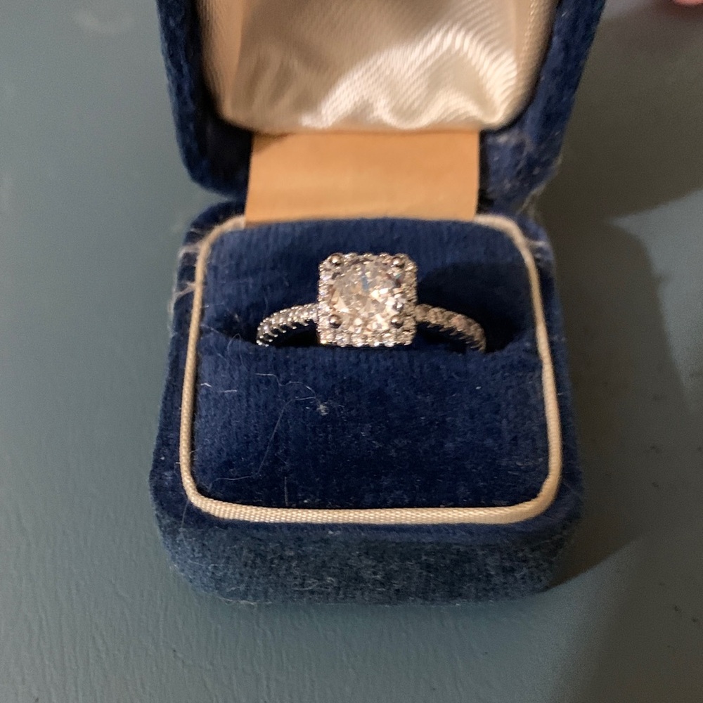 Silver CZ Engagement Ring Adjustable size 6.5